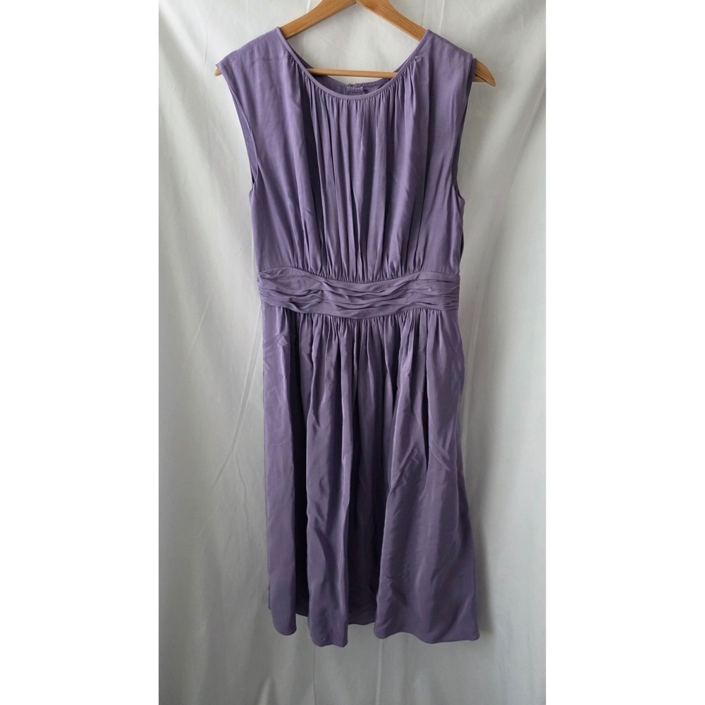 Boden Selina Purple Pleated Sleeveless Midi Dress Lavender Size 6L WH633